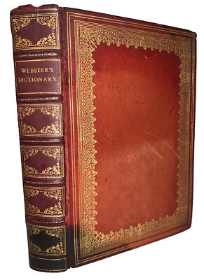 FINELY BOUND by MAURIN, WEBSTER'S NEW COLLEGIATE DICTIONARY, RED LEATHER-image