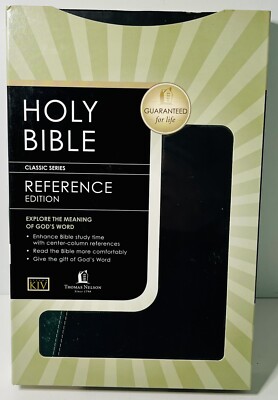 KJV Bible Reference Edition Classic Series Nelson 1989 w/ Slipcase Green & Black-image