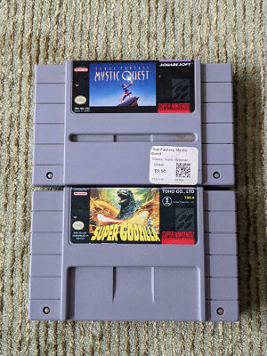 Super Godzilla & Final Fantasy Mystic Quest Bundle Super Nintendo SNES TESTED-image