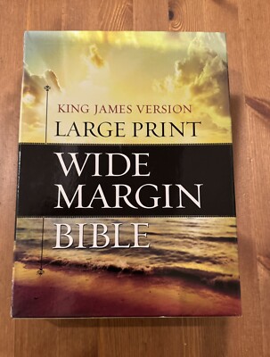 KJV Large Print Wide Margin Bible Leather Hendrickson New-image