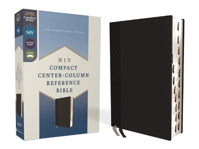 NIV, Compact Center-Column Reference Bible, Leathersoft, Black,  (Leather Bound)-image