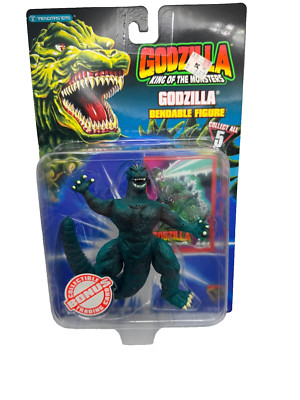 VINTAGE 1994 TRENDMASTERS USA GODZILLA ACTION FIGURE BENDALBLE W/ CARD GREEN-image