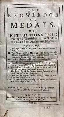 1715 The Knowledge of Medals by Louis Jobert, 2nd English Edition, Roger Gale-image