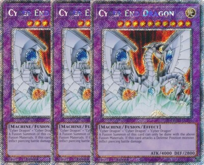 3x Yu-Gi-Oh! Cyber End Dragon RA03-EN156 Platinum Secret Rare Playset-image