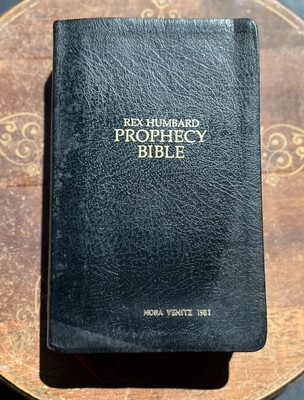 Rex Humbard Prophecy Bible KJV Red Letter Edition Genuine Leather 1979 Signed-image