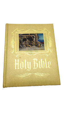 Vintage Hertel Holy Bible New Standard Reference Edition Blue Ribbon Leather-image