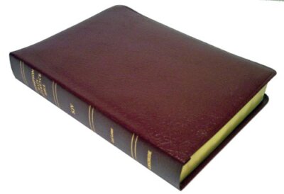 KJV - BURGUNDY BONDED LEATHER - LARGE PRINT - THOMPSON By Kirkbride Bible VG-image