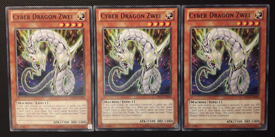 Yu-Gi-Oh! 3x Cyber Dragon Two, SDCR-EN004, Common, 2nd Edition, English, NM-image