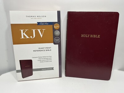 KJV Giant Print Reference Bible Burgundy Leatherflex NEW FREE SHIPPING-image