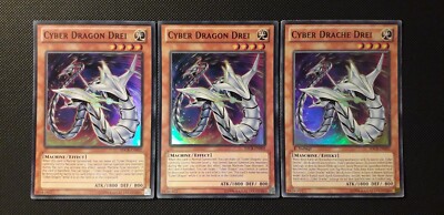 Yu-Gi-Oh! 3x Cyber Dragon Three, SDCR-EN002, SR, 1st/2nd Ed., DE/ENG, NM/EX/GD-image
