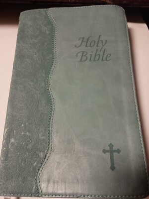 Illustrated Gift KJV Holy Bible- Slate Blue Leather 2010 L13-image