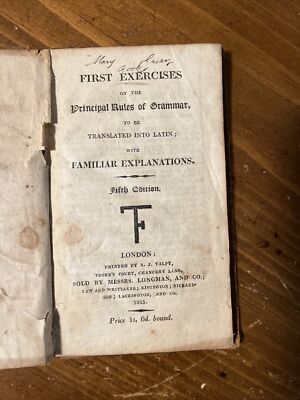 1815 First Exercises On The Principal Rules Of Grammar; Latin/ As Is-image