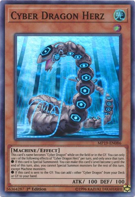 Yugioh! LP Cyber Dragon Herz - MP19-EN086 - Super Rare - 1st Edition Lightly Pla-image