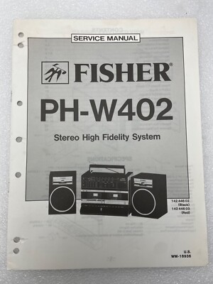 Vintage Original Fisher PH-W402 Stereo Hi Fi System Service Manual Repair-image