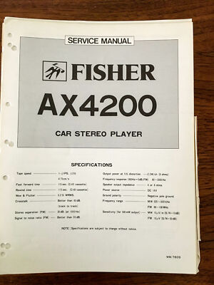 Fisher AX4200 AX 4200 Car Stereo Service Manual *Original*-image