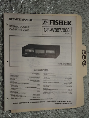 Fisher cr-w887 w888 service manual original repair book stereo dual tape deck-image