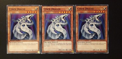 Yu-Gi-Oh! 3x Cyberdragon/Cyberdragon, SGX1-DEG01/BP01/YS18, C., 1th ed., excellent-image