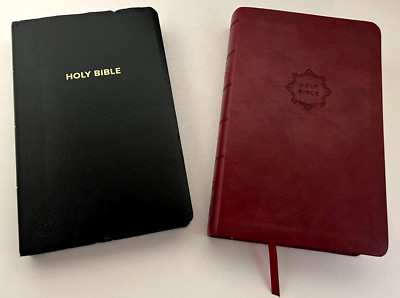 HOLY BIBLES (Lot of 2) NKJV Red Leather~Holman CSB Black Leather 2017 2018-image