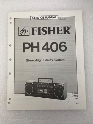 Vintage Original Fisher PH-406 Stereo Hi Fi System Service Manual Repair-image