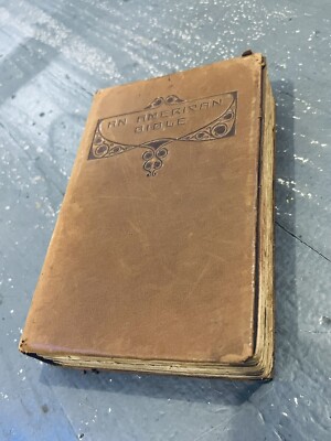 WWII Soldier’s An American Bible By Hubbard Leatherbound 1911! Lincoln, Whitman-image