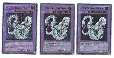 Yugioh! 3x Cyber Twin Dragon GERMAN Ultimate Rare 1st Edition CRV-EN035 first ed-image
