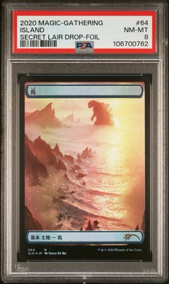 MTG Island Secret Lair Drop 064 Foil Rare PSA 8 Godzilla Foil-image