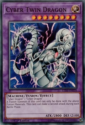 LED3-EN018 CYBER TWIN DRAGON COMMON 1ST EDITION YuGiOh CARD-image