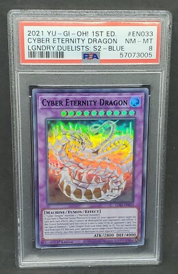 Yugioh PSA 8 NM-MT Cyber Eternity Dragon (Blue) LDS2-EN033 1st Edition-image