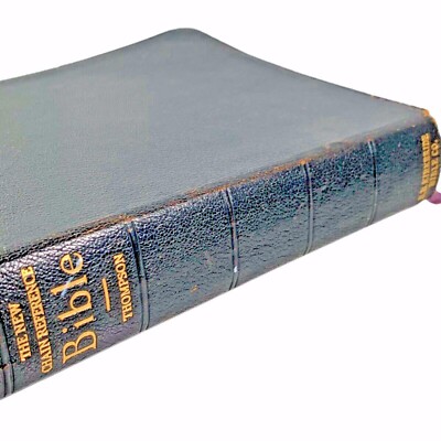 Vtg 1957 3rd Improved Thompson KJV Chain Reference Bible Genuine Morocco Leather-image