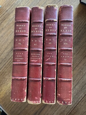 Lot Of 4 Works of Lord Byron:His Letters & Journals Thomas Moore 4 Vols. 1833/7-image