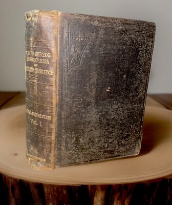 The Encyclopedia Of Religious Knowledge Vol L 1882 publ Leather Bound Odor Free-image