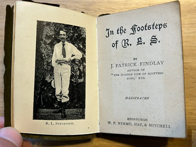 In The Footsteps Of R.L.S., J Patrick Findlay, Nimmo Mini Book ~1911 Leather-image