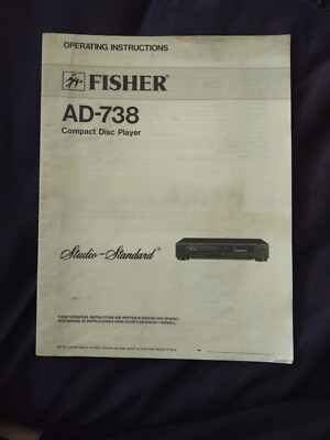 Fisher AD-738 CompactDiscPlayer  StudioStandard®️Owners Manual *FREE SHIPPING*-image