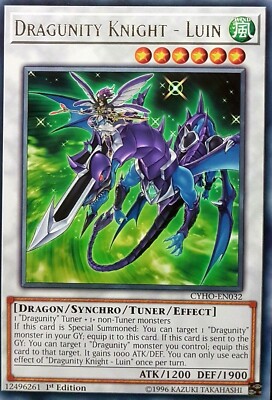 Dragunity Knight - Luin - CYHO-EN032 - Rare - 1st Edition x3 - Near Mint-image