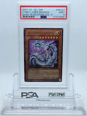 2007 YUGIOH DR04-EN127 CYBER LASER DRAGON RARE PSA 9 MINT #57579060-image