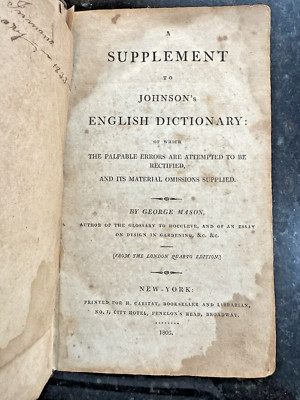 George Mason, A Supplement to Johnson's Dictionary, 1st American Ed. NY, 1803-image