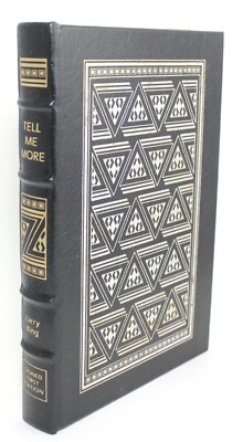 Signed Tell Me More By Larry King Vtg Easton Press Leather Bound Autograph 1990-image