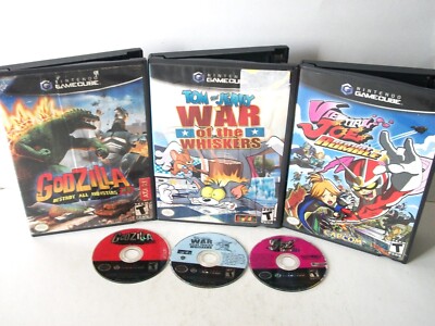 Nintendo GameCube Fighting Games Lot Godzilla Monsters Melee Viewtiful Tom Jerry-image
