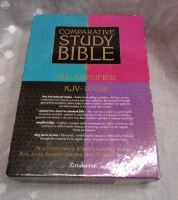 COMPARATIVE STUDY BIBLE NIV AMPLIFIED KJV NASB Bonded Leather Zondervan XXL 1999-image