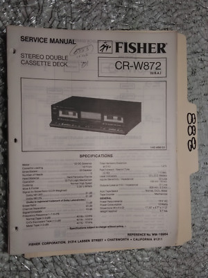 Fisher cr-w872 service manual original repair book stereo dual tape deck-image