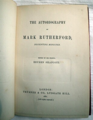 Autobiography Mark Rutherford Dissenting Minister 1st ed 1881 Scarce Calf-image