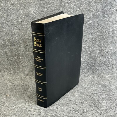 1990 NIV Holy Bible Giant Print Reference Bonded Black Leather New International-image