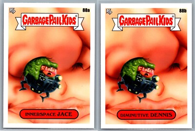 Innerspace Dennis Quaid Martin Short Garbage Pail Kids Movie Spoof 2 Card Set-image