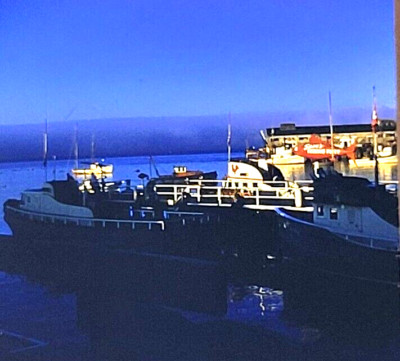 1962 Monterey Fisherman Wharf Ships Kodak Photo 3D Slide Transparency-image
