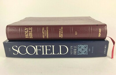 Scofield Study Bible KJV Burgundy Cowhide Genuine Leather 297RL VG+ w box CD-rom-image