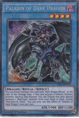 YUGIOH! DARK PALADIN OF DARK DRAGON - SECRET RARE - 1ST EDITION - DRL2-EN018 NM-image