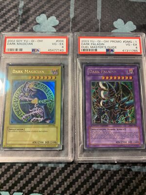 Yugioh PSA 4, Dark Magician, Dark Paladin, DMG-001, SDY-006-image