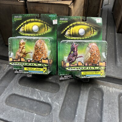 2 c1998 Baby GODZILLA Hatchlings w/ Egg Trendmasters Spike Jaw Hammer Tail MOC-image