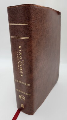 KJV King James Study Bible Bonded Leather Brown Red Letter Full Color Edition LN-image