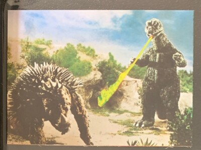 1973 vintage GODZILLA Amada Toho kaiju Card Japanese Anguirus #61 a-image